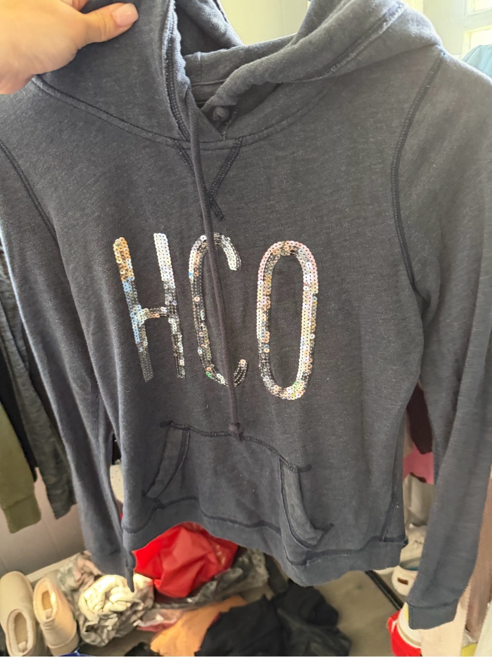 Sequin 'HCO' Navy Pullover Hoodie
